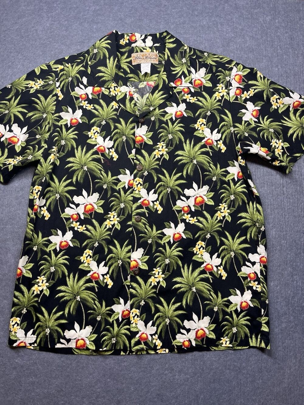 EXCELLENT VINTAGE Blue Hawaii Hawaiian Shirt Mens M Made in Hawaii 100% Cotton